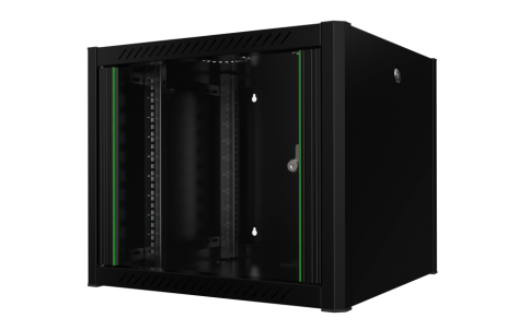 კედლის საკომუნიკაციო კარადა - 9U, 600x600მმ, შავი, Mirsan