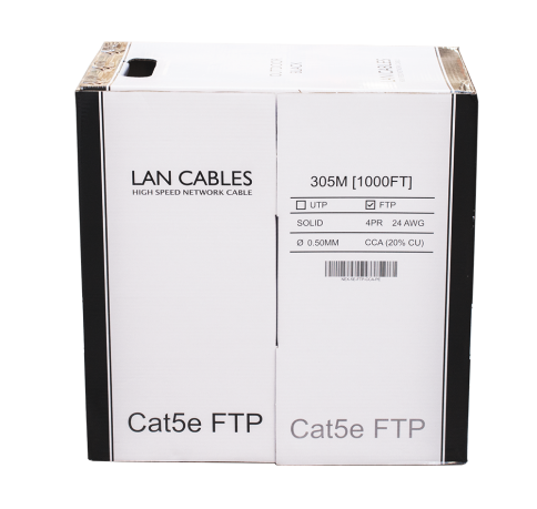 ქსელის კაბელი - Cat5e FTP 20% სპილენძი, გარე გამოყენების, 305 მეტრი