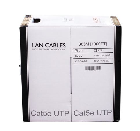 ქსელის კაბელი - Cat5e UTP 20% სპილენძი, გარე გამოყენების, 305 მეტრი